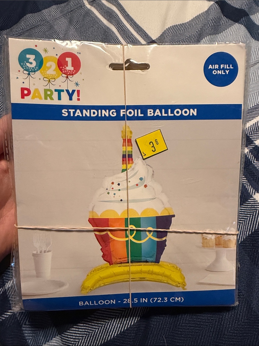 3 2 1 Party! Rainbow Cupcake Standing Foil Balloon - White & Multicolor